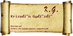 Krizsán Győző névjegykártya